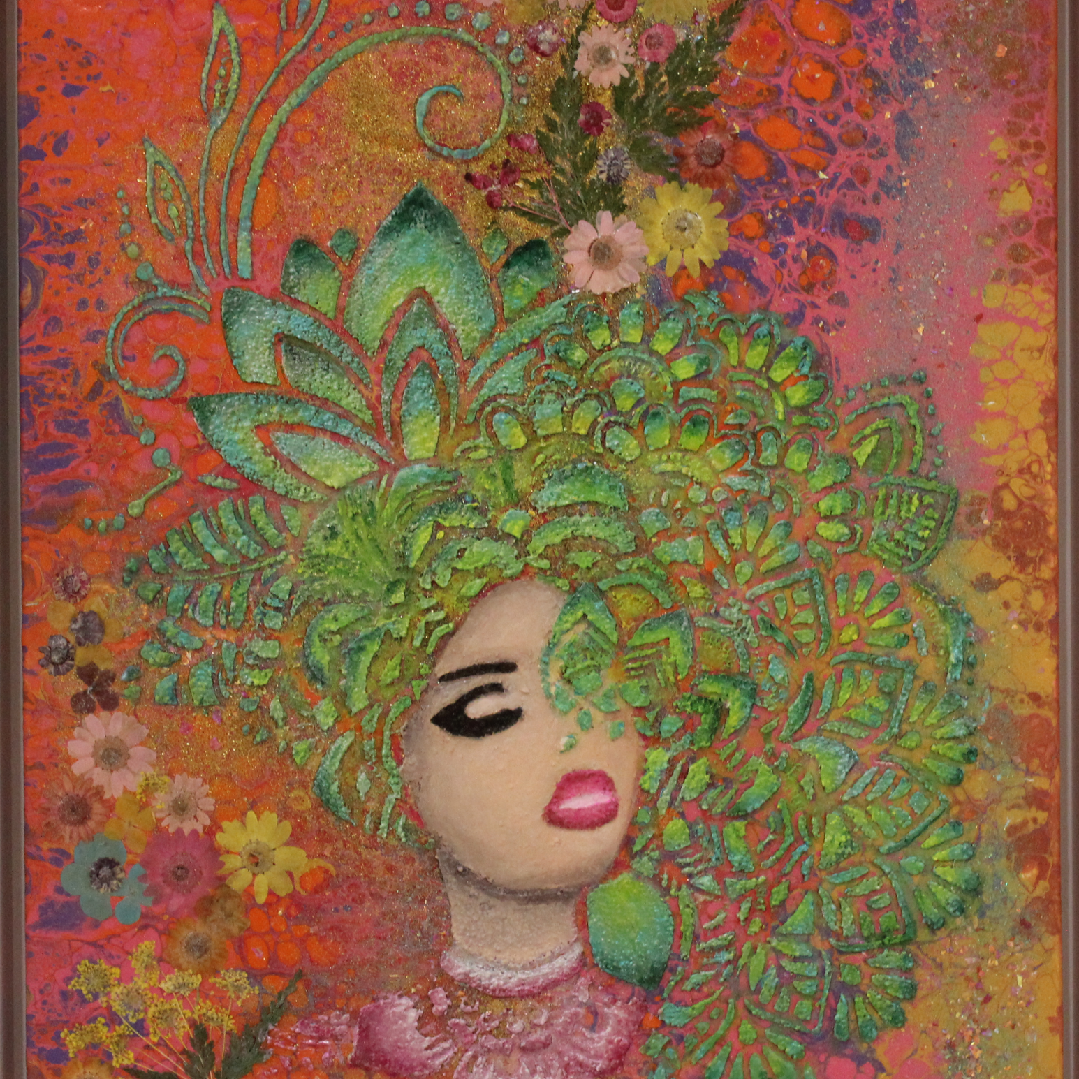 "Belle" Colorful Flowers & Green Leaves
