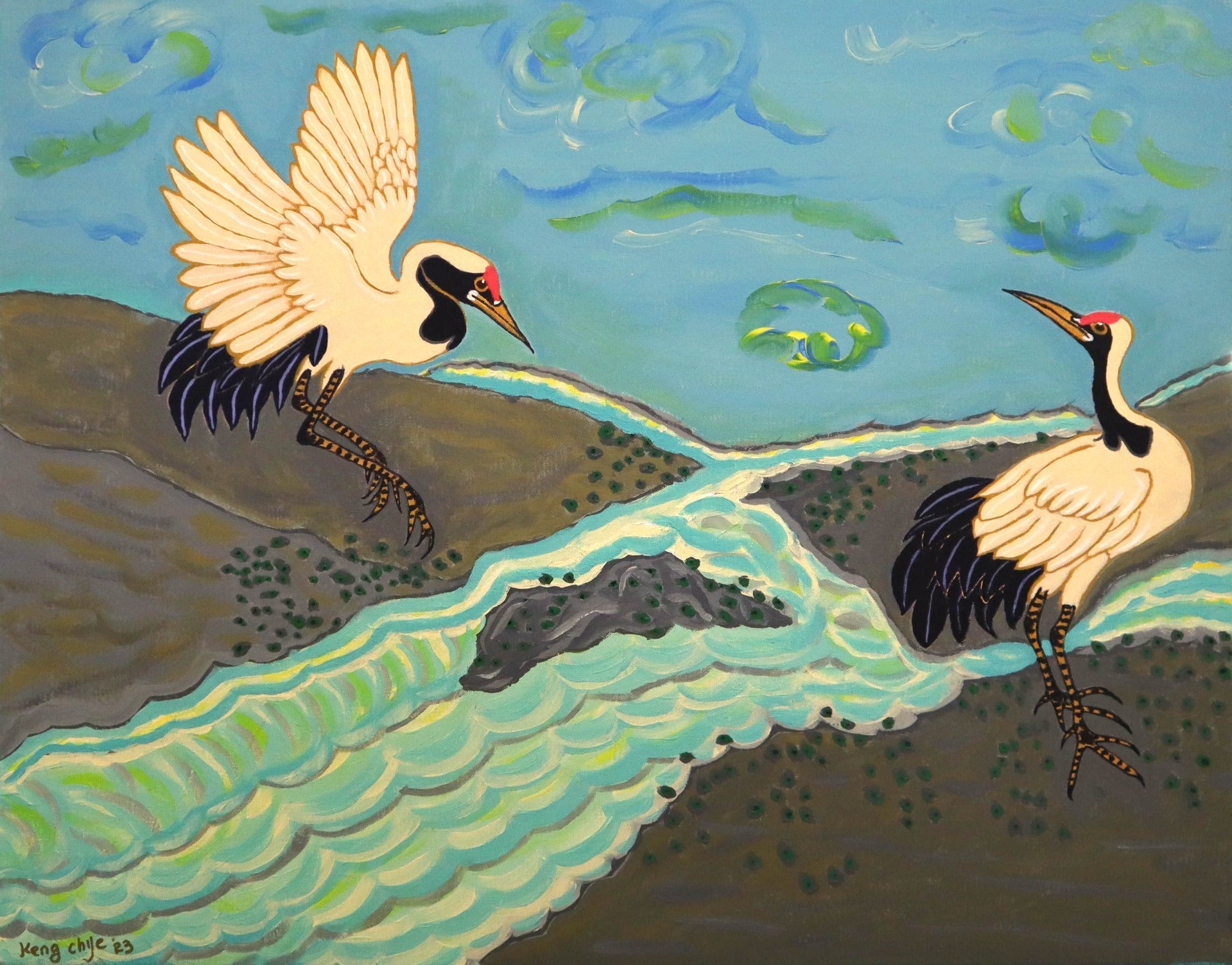 Cranes by the Brook