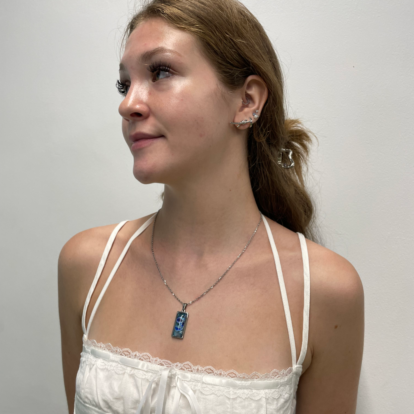 limited edition floral series neckalce rectangle cool