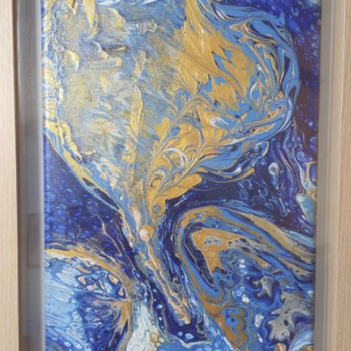 Pour Art - Blue and Gold River Flow