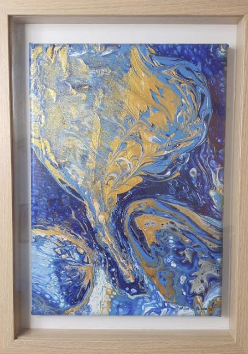 Pour Art - Blue and Gold River Flow