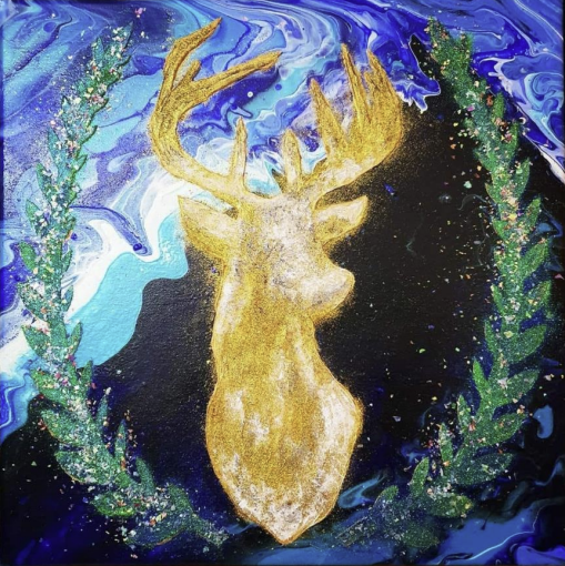 Pour Art - Snowy Reindeer